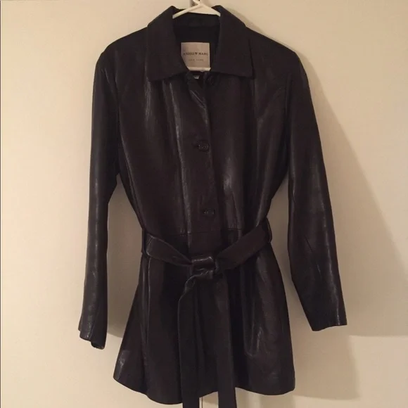 ANDREW MARC BLACK LEATHER COAT